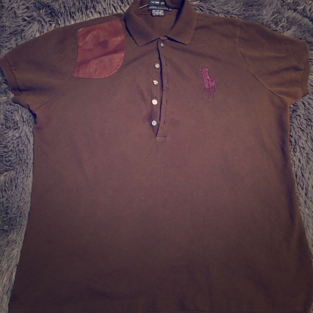 Leather Patch Polo Top - image 1